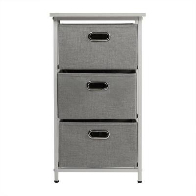 White 3-Drawer Storage Cabinet with Foldable Fabric Storage Bins