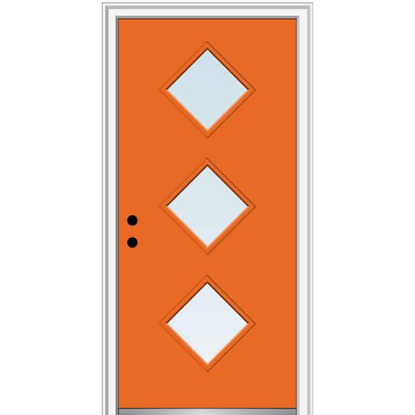 MMI DOOR 32 in. x 80 in. Aveline Low-E Glass Right-Hand Inswing 3-Lite Clear Painted Steel Prehung Front Door