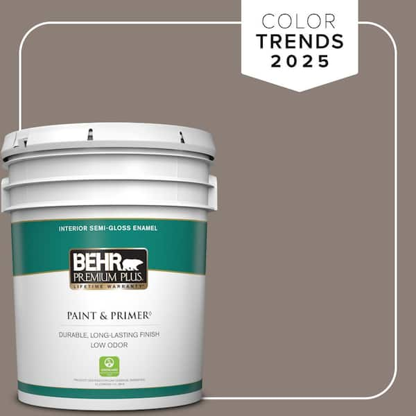 BEHR PREMIUM PLUS 5 gal. Home Decorators Collection #HDC-NT-27B Wild Truffle Semi-Gloss Enamel Low Odor Interior Paint & Primer