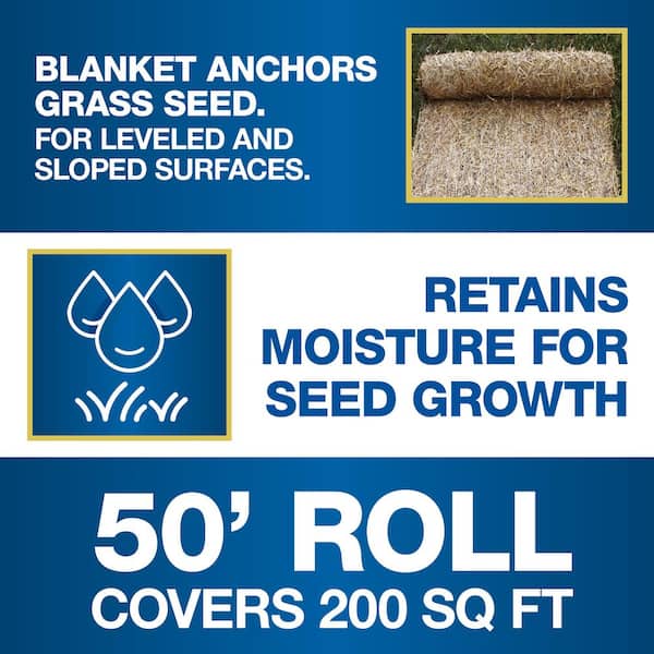 4 ft. W, 50 ft. L Wheat Straw Seed Starter Germination Blanket Weed-Free Biodegradable for Hills and Slopes