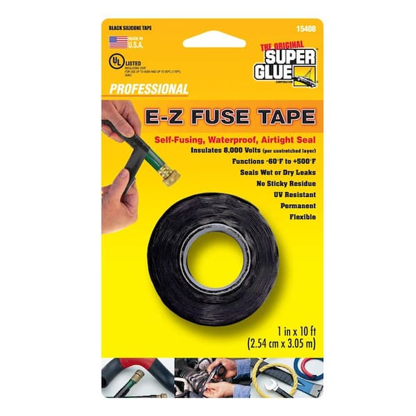 Super Glue 1 in. x 10 ft. Black E-Z Fuse Silicone Tape (12-Pack)