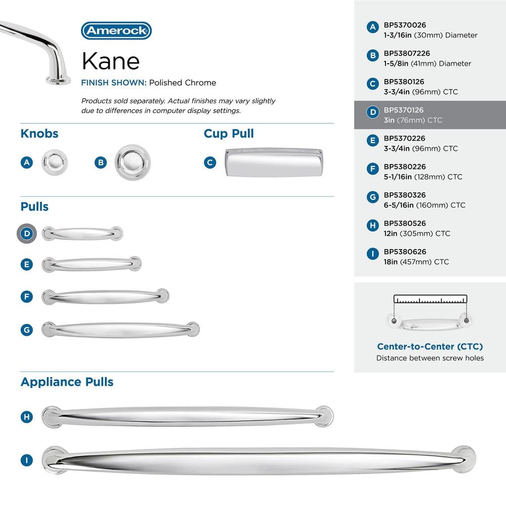 Polished Chrome 3" Cabinet Bar Pull with Mounting Hardware