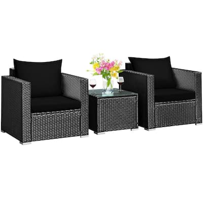 Plastic Black Patio Furniture, Black Plastic Rattan Effect Garden Furniture