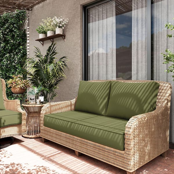 46 in. x 26 in. x 5 in. Outdoor Patio Replacement Loveseat Sofa Cushion Set with Backrest Light Green