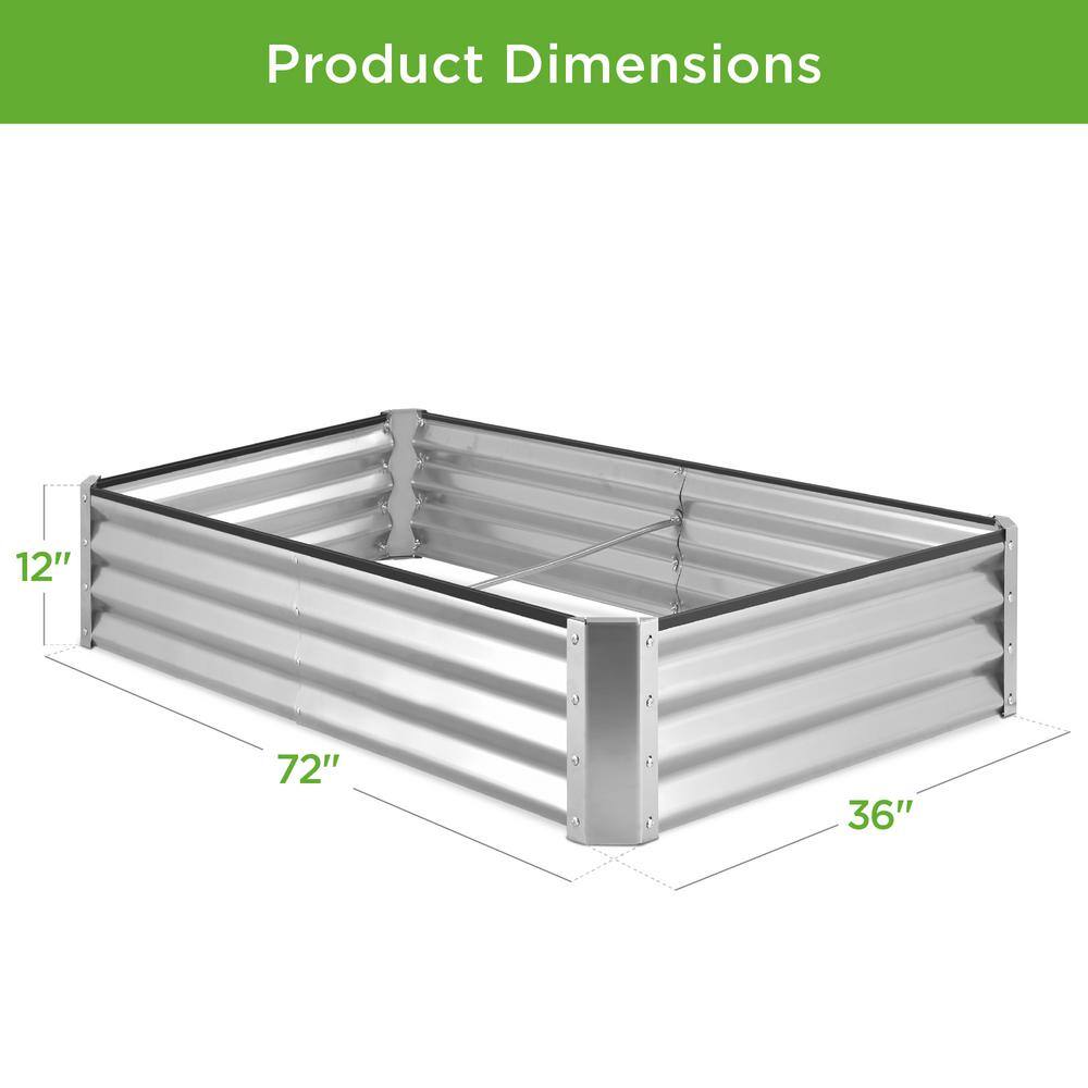 Silver Outdoor Steel Raised Garden Bed Planter Box