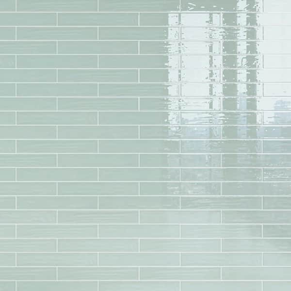 Nova Fern Green 1.97 in. x 11.81 in. Polished Ceramic Subway Tile Sample