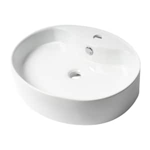 22 in. Above Mount Porcelain Oval Vessel Sink in White