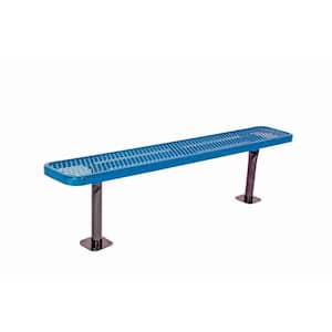 6 in. Diamond Blue Commercial Park Bench without Back Surface Mount