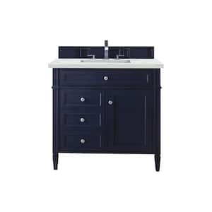 Brittany 36.0 in. W x 23.5 in. D x 34 in. H Bathroom Vanity in Victory Blue with Ethereal Noctis Quartz Top