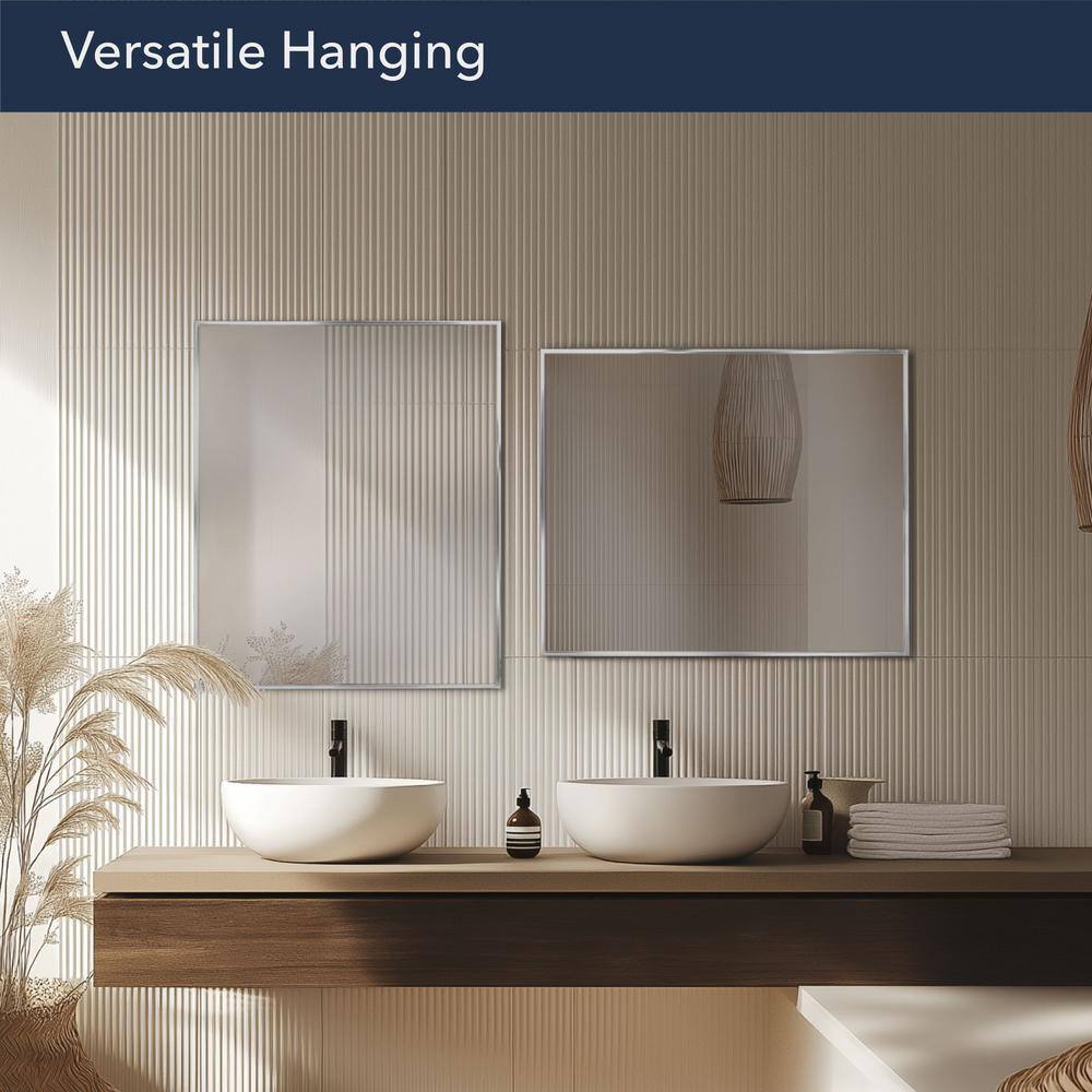 Bright Chrome Rectangular Wall Vanity Mirror 30" x 36"