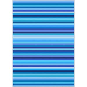 Crayola Stripe Blue 6 ft. 7 in. x 9 ft. 3 in. Area Rug