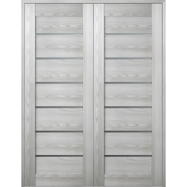 Vona 07-02 36 in. x 80 in. Both Active 6-Lite Frosted Glass Ribeira Ash Wood Composite Double Prehung French Door