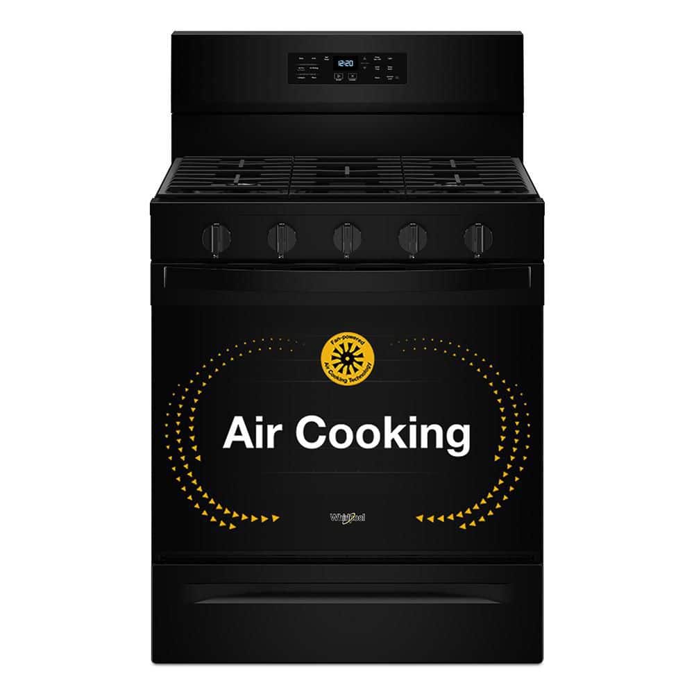 Whirlpool 30 in. 5 Burners Freestanding Gas Range in Black with