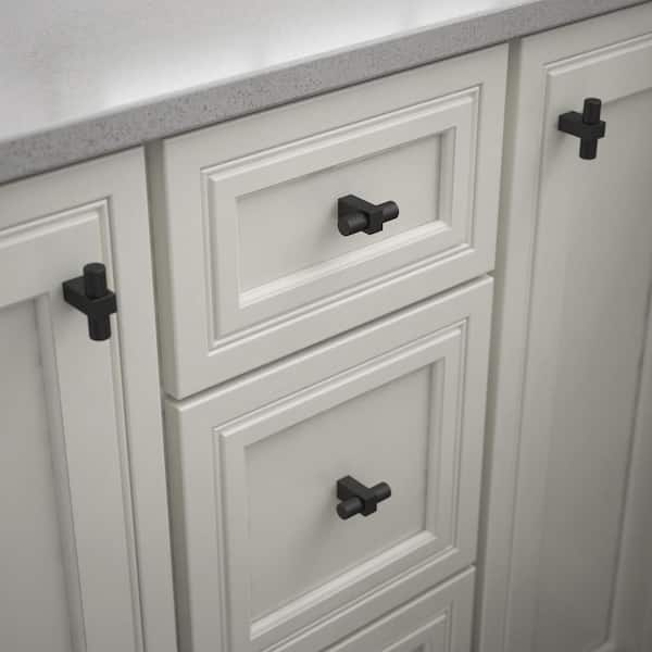 (10-Pack) Artesia 1-3/4 in. (44 mm) Modern Matte Black T-Shaped Bar Cabinet Knobs
