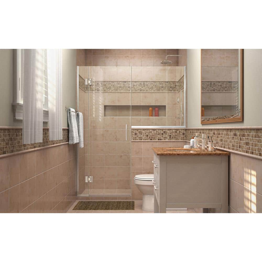Unidoor-X 72" Frameless Hinged Shower Door with Clear Glass and Bronze Hardware