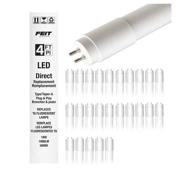 18-Watt 4 ft. T8 G13 Type A Plug and Play Linear LED Tube Light Bulb, Daylight 5000K (25-Pack)