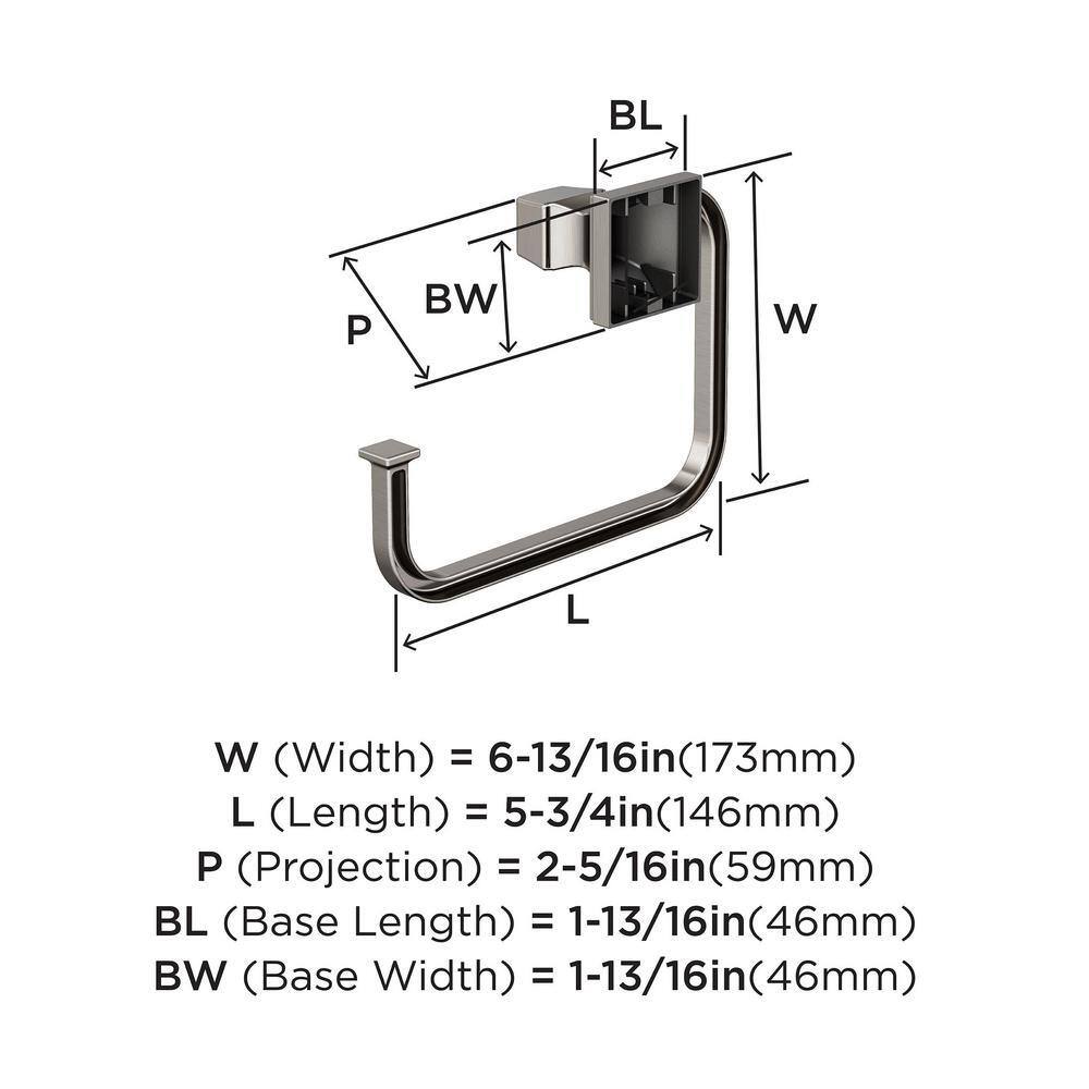 Brushed Nickel 5-3/4 Inch Wall Mounted Towel Ring