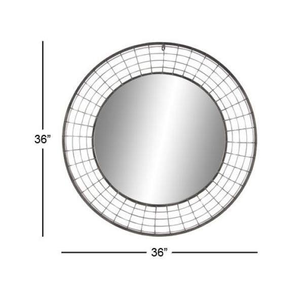 Sleek 36" Black Iron Round Wall Mirror for Industrial Elegance