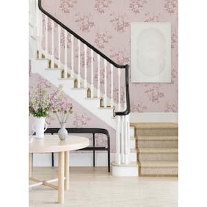 Ashley Stark Pink Blush Rosecliff Floral Peel and Stick Wallpaper Sample