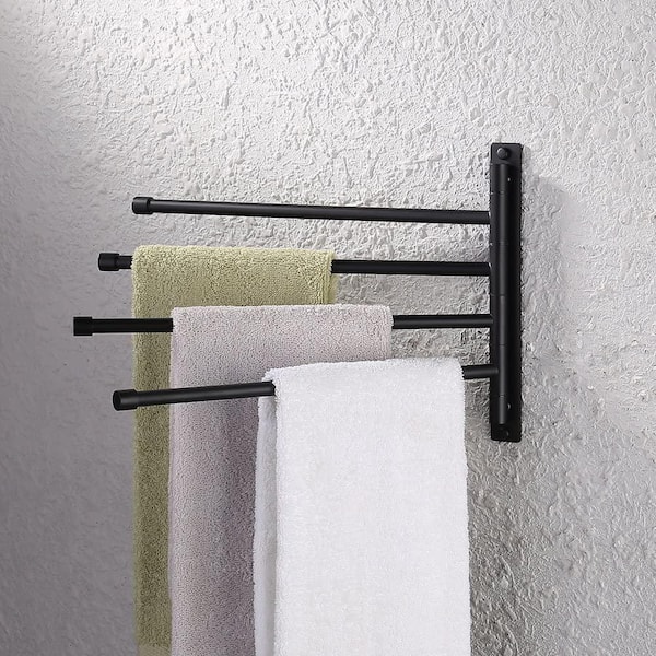 ACEHOOM 15 in. Wall Mount Bathroom Swivel Towel Bar with 4-Arm in Matte  Black AC-BTR03 - The Home Depot