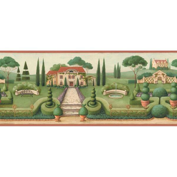 The Wallpaper Company 10.25 in. x 15 ft. Mid-Tone Mansion Grounds Border
