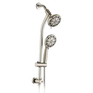 7-Spray Patterns with 1.8 GPM 5 in. Wall Mount Fixed Shower Head with Dual Shower Head Spa System in Brushed Nickel