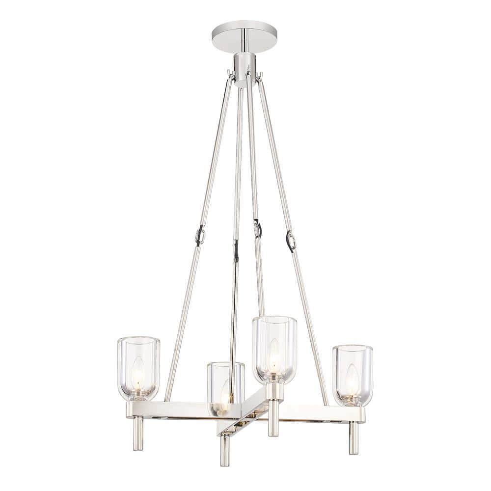 Lucian Polished Nickel 22" Modern Crystal Bowl Chandelier