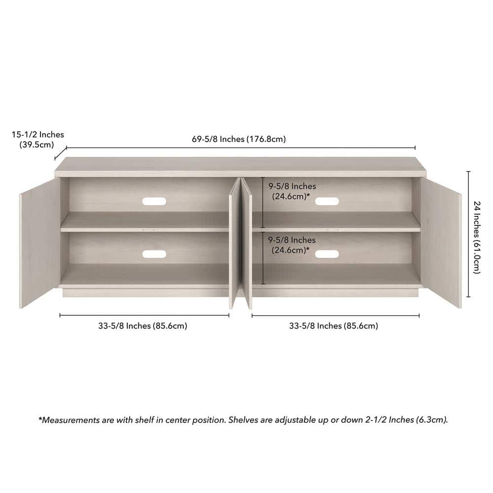 Hanson Alder White Rectangular TV Stand with Cabinet