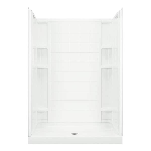 STERLING Ensemble 34 in. x 60 in. x 75-3/4 in. Shower Kit in White with Backers