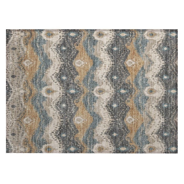 Chantille Machine Washable Indoor/Outdoor Abstract ACN3074 Graphite 3 ft. x 4 ft. Area Rug
