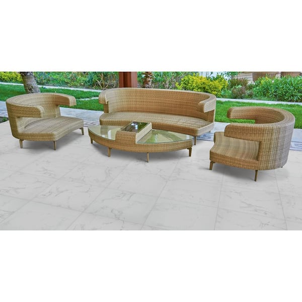 Praia Carrara 2 cm. x 24 in. x 24 in. Matte Porcelain Stone Look Paver Tile (8 sq. ft./Case)