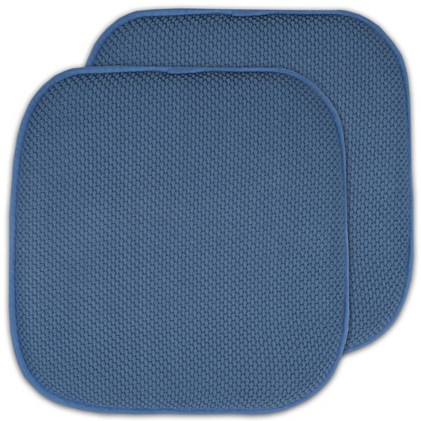 Sweet Home Collection Honeycomb Memory Foam 16 in. x 16 in. Square Non-Slip Indoor/Outdoor Chair Seat Cushion, Blue (2-Pack)
