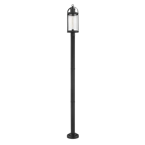 Unbranded Roundhouse 1-Light Black 98.5 in. Aluminum Hardwired Outdoor Weather Resistant Post Light Set with No Bulb Included