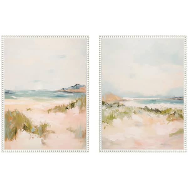 2 Piece Sylvie White Tranquil Landscape by Amy Lighthall Beach Framed Art Print Set 24 in. x 18 in.