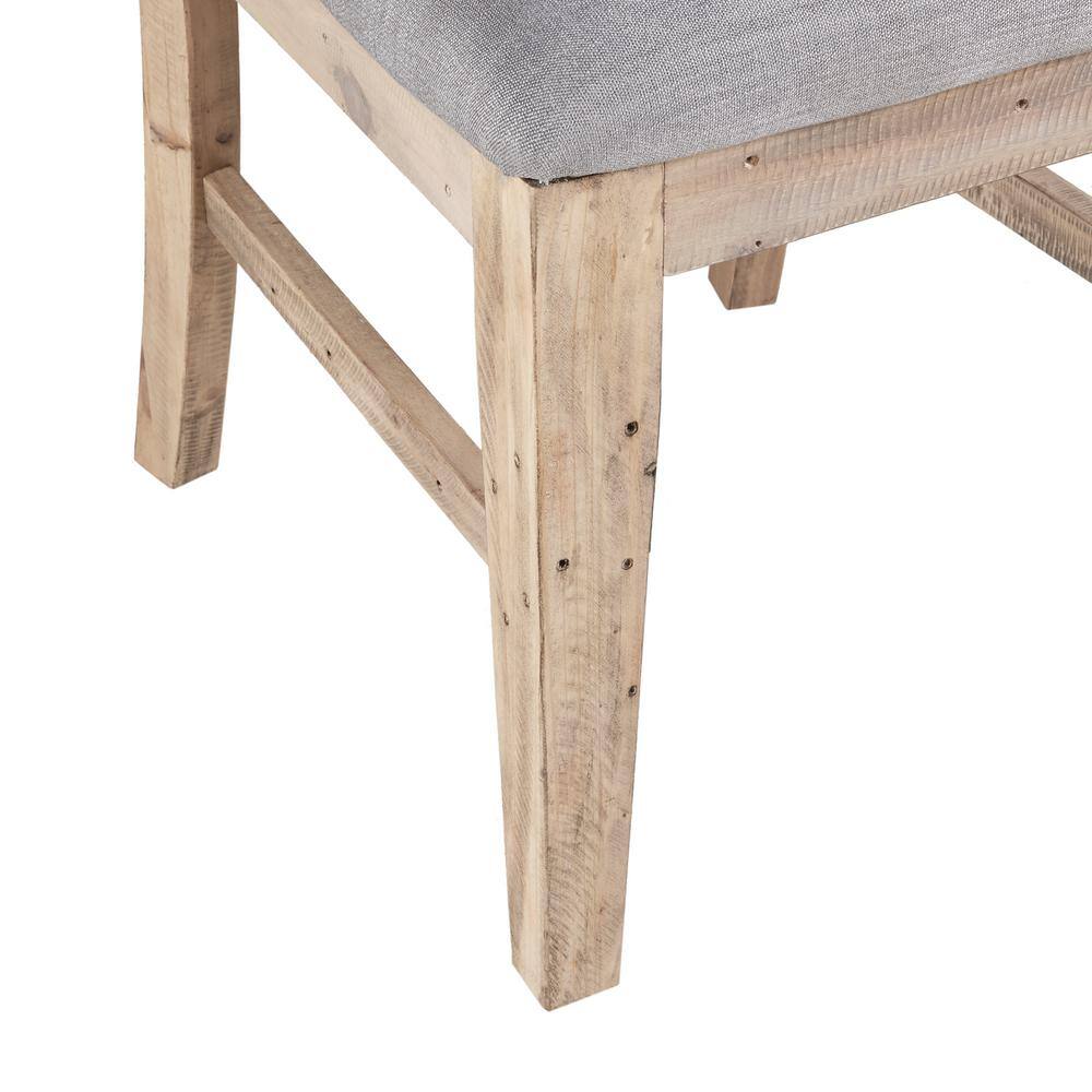 Natural Wood and Grey Upholstered High Side Chair