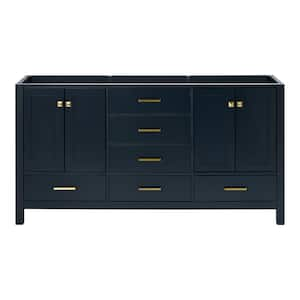 Cambridge 66 in. W x 21.5 in. D x 34.5 in. H Double Freestanding Bath Vanity Cabinet without Top in Midnight blue