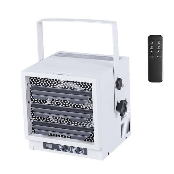 4800W Electric Garage Heater, 240V, Remote, 10-Hr Timer, Overheat Protection, Wall/Ceiling Mount, Fan-Forced, White