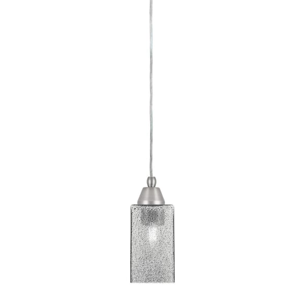 Unbranded Bryson 3.5 in. 1-Light Brushed Nickel Cord Pendant Light with 3.5 in. Smoke Bubble Glass Shade, no bulb included
