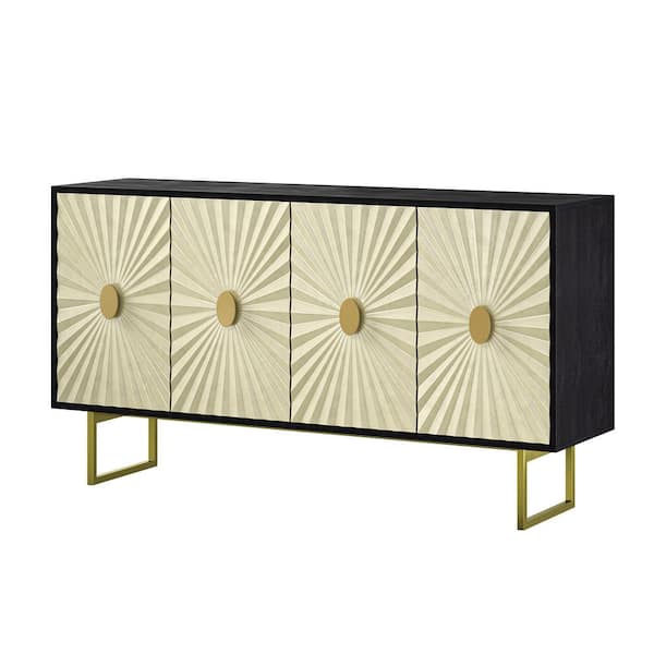 JAYDEN CREATION Antonio Black 60 in. Wide Sideboard with Metal Legs
