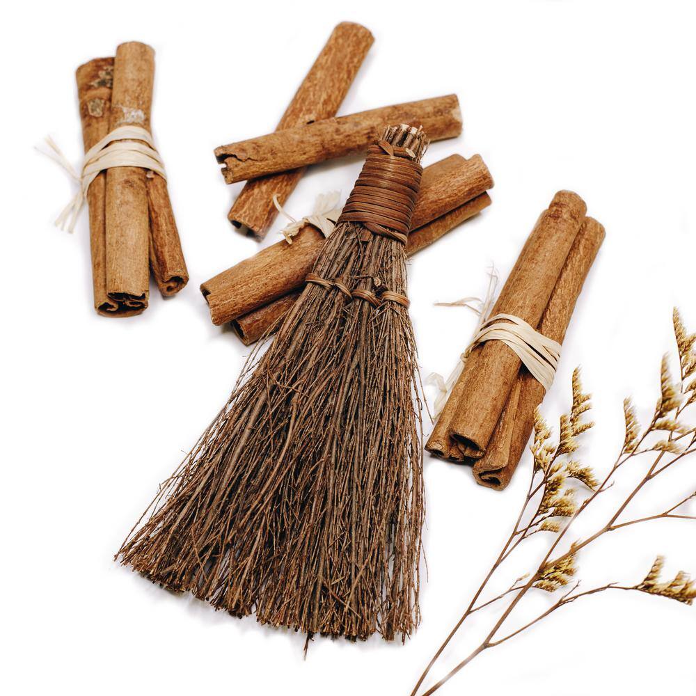 Rustic Natural Fiber Cinnamon Scented Decorative Broom Set