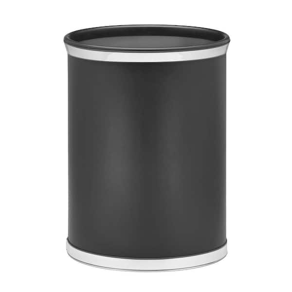 Kraftware Sophisticates 13 Qt. Black w/Polished Chrome Oval Waste Basket