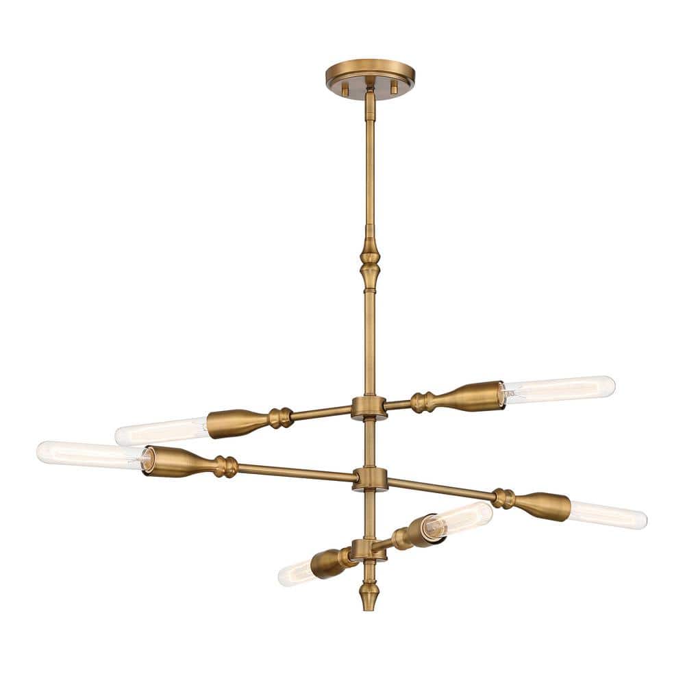 Louise 6-Light Brass and Aluminum Island Chandelier