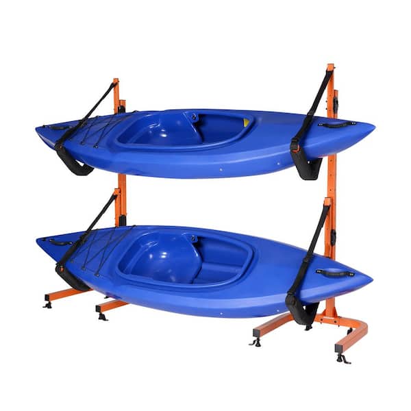 Trademark Global LLC Double Kayak Storage Rack- Self Standing Dual Canoe Kayak Cradle Set with Adjustable Safety Strap