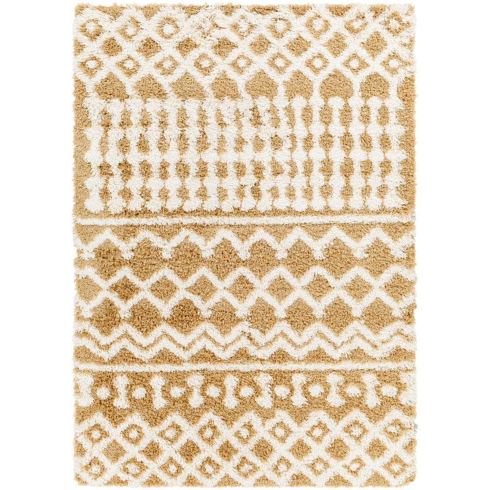 Livabliss Briar Gold Sand Shag 5 ft. x 7 ft. Indoor Area Rug