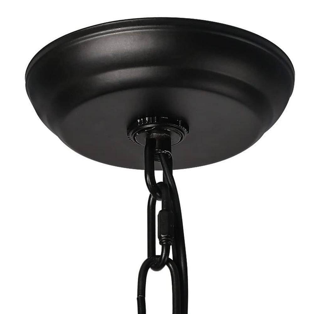 Matte Black Metal 9-Light Candle Circle Chandelier