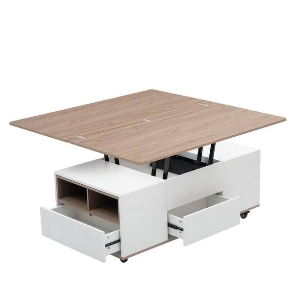 Harper & Bright Designs 47.2 in. Walnut and White Rectangle