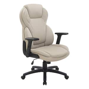 Work Smart Executive Bonded Leather High Back Office Chair with adjustable Arms In Taupe