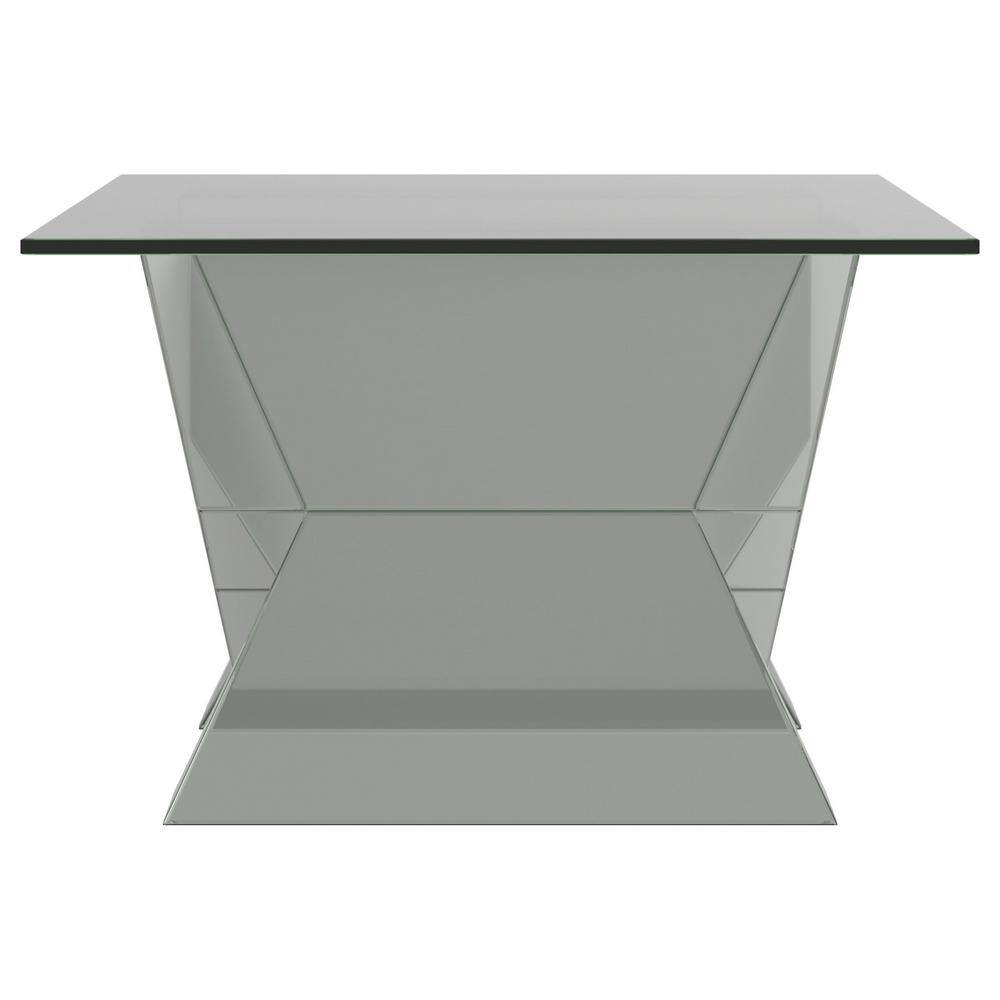 Silver Rectangular Glass Top Coffee Table with V-Shaped Base