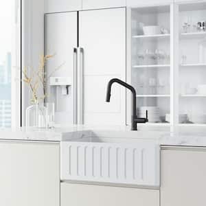 Utopia 14 in. Single Handle Pull-Down Sprayer Kitchen Bar Faucet in Matte Black