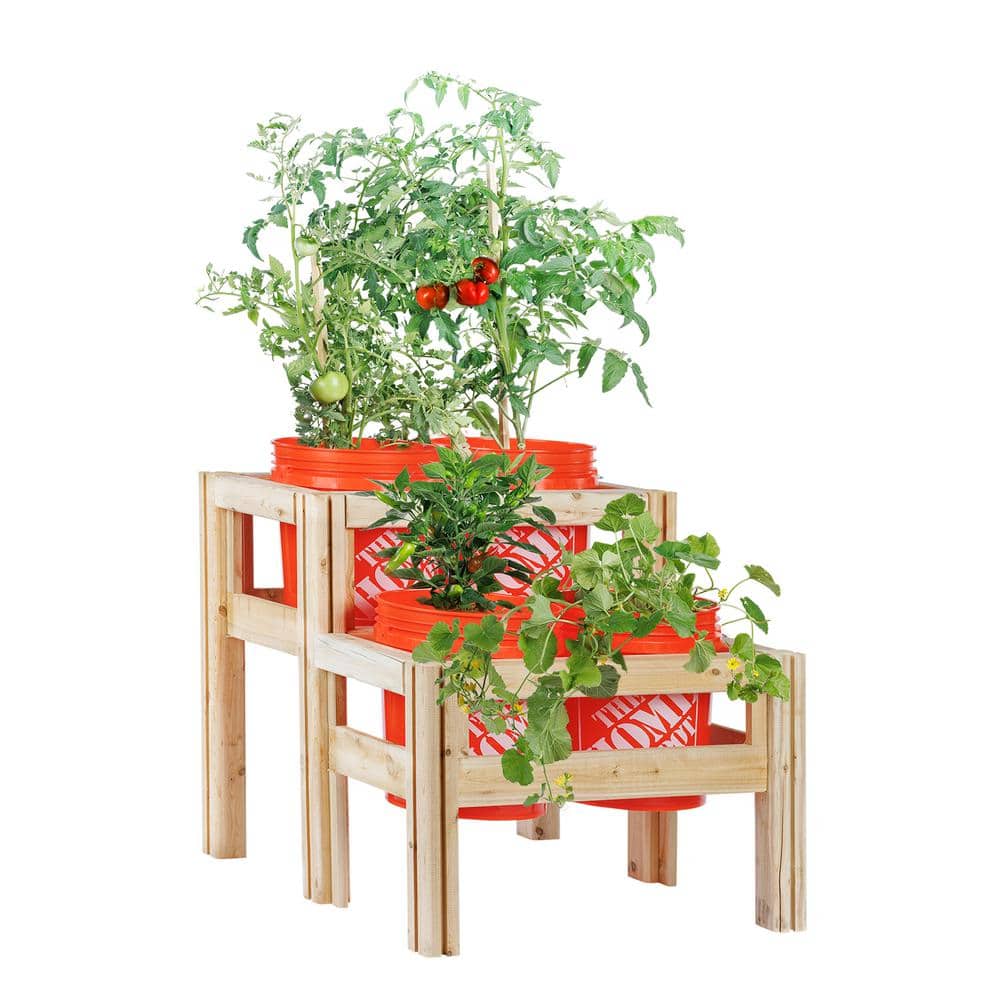 4-Bucket Natural Wood Two Tiered Cedar Elevated Garden Raised Bed Frame (30 in. L x 28 in. W x 30 in. H) price history on PriceWatchPro